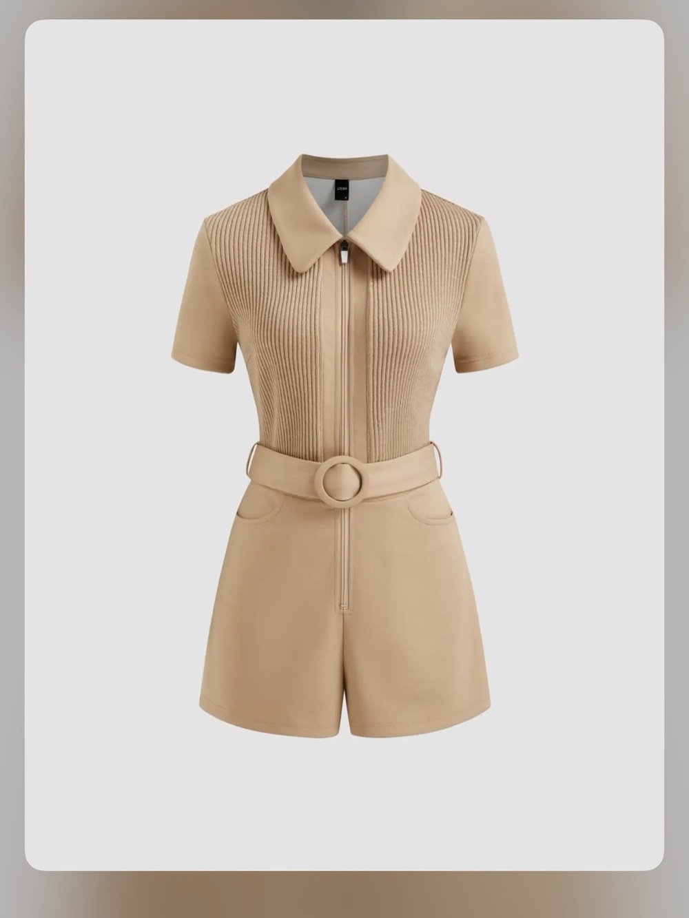 Cider COLLAR ZIP THROUGH PATCHED ROMPER WITH BELT M WC17-13